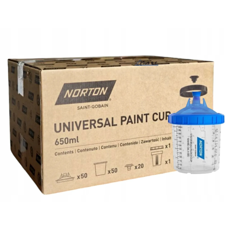 ZESTAW KUBKÓW LAKIERNICZYCH UPC System PPS 50szt 650ml 125μm NORTON